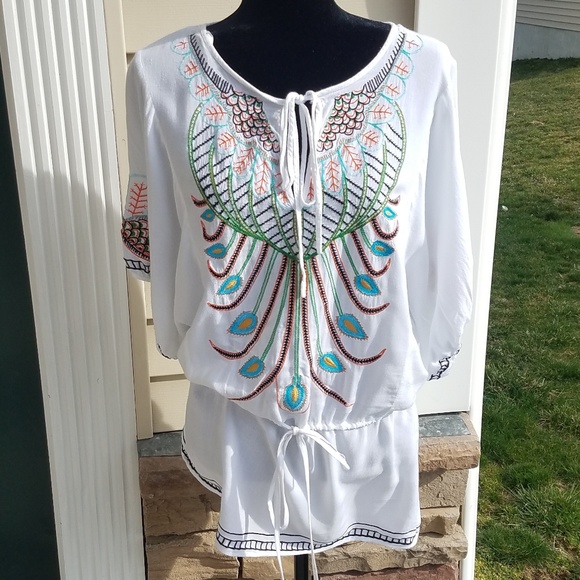 Arden B Tops - Arden B Embroidered White Shirt